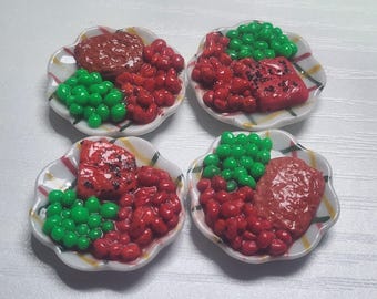 Dollhouse 1/6 Miniature Salmon And Burger Dinner Set