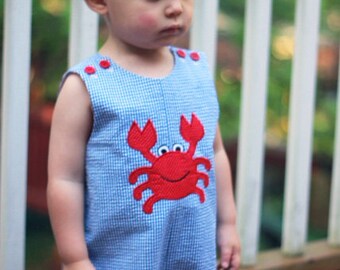 Boys Shortall with Crab Applique