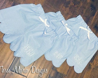 Girls Scalloped Seersucker Shorts