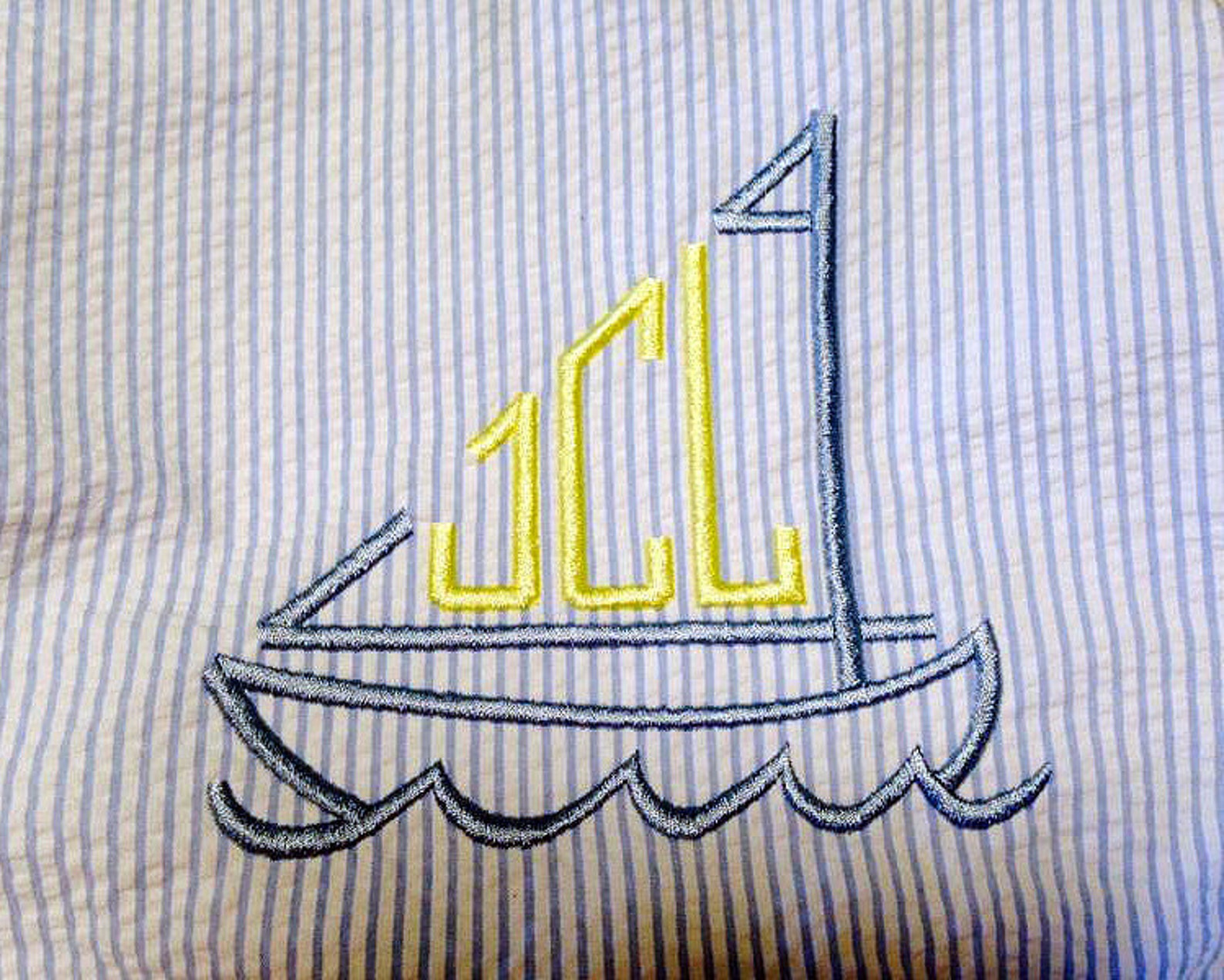 Sawyer Embroidered Sailboats Bubble main image 1