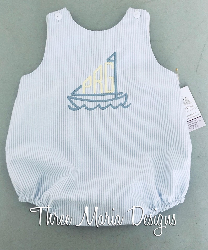 Sawyer Embroidered Sailboats Bubble