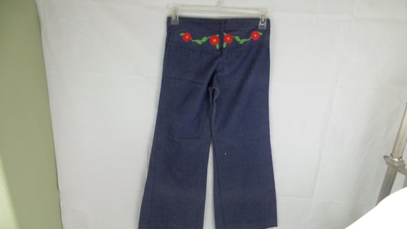 Vintage 1970s Flower Embroidered Bell Bottoms