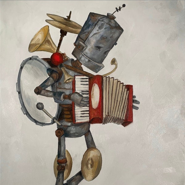 ONE BOT BAND robot painting of print
