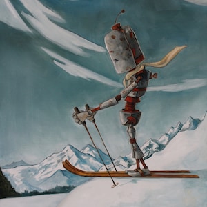 SKI BOT robot print of painting