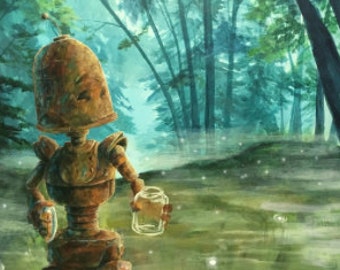 MISTY FOREST BOT robot painting print