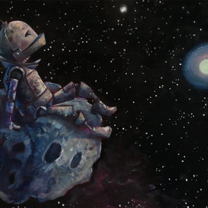 Asteroid Bot Robot painting print