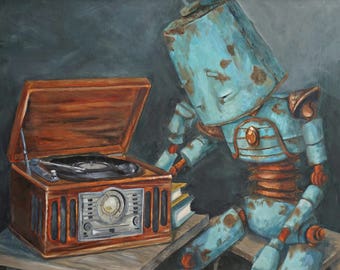 Listening Bot robot painting print