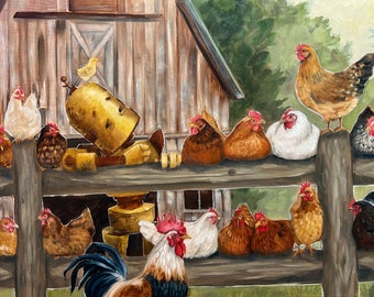 Chickens Bot Robot Painting