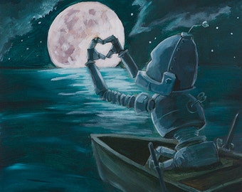 To The Moon and Back-Bot robot painting print