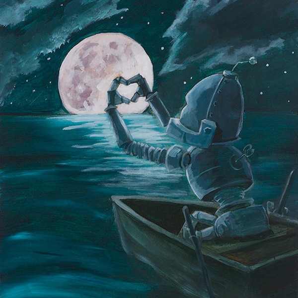 To The Moon and Back-Bot robot painting print