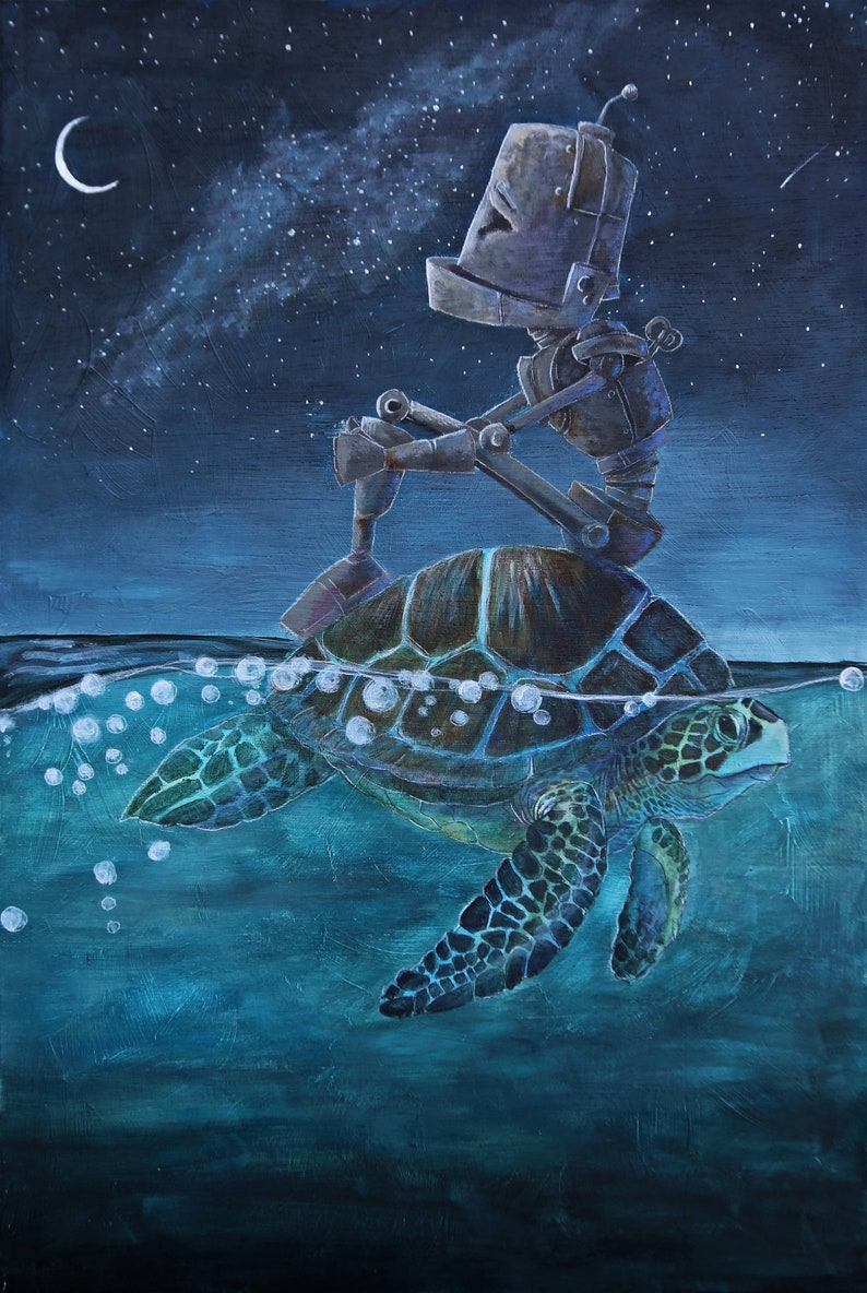 Sea Turtle Bot Robot Painting Print image 1