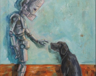 Black Lab Bot Robot Painting