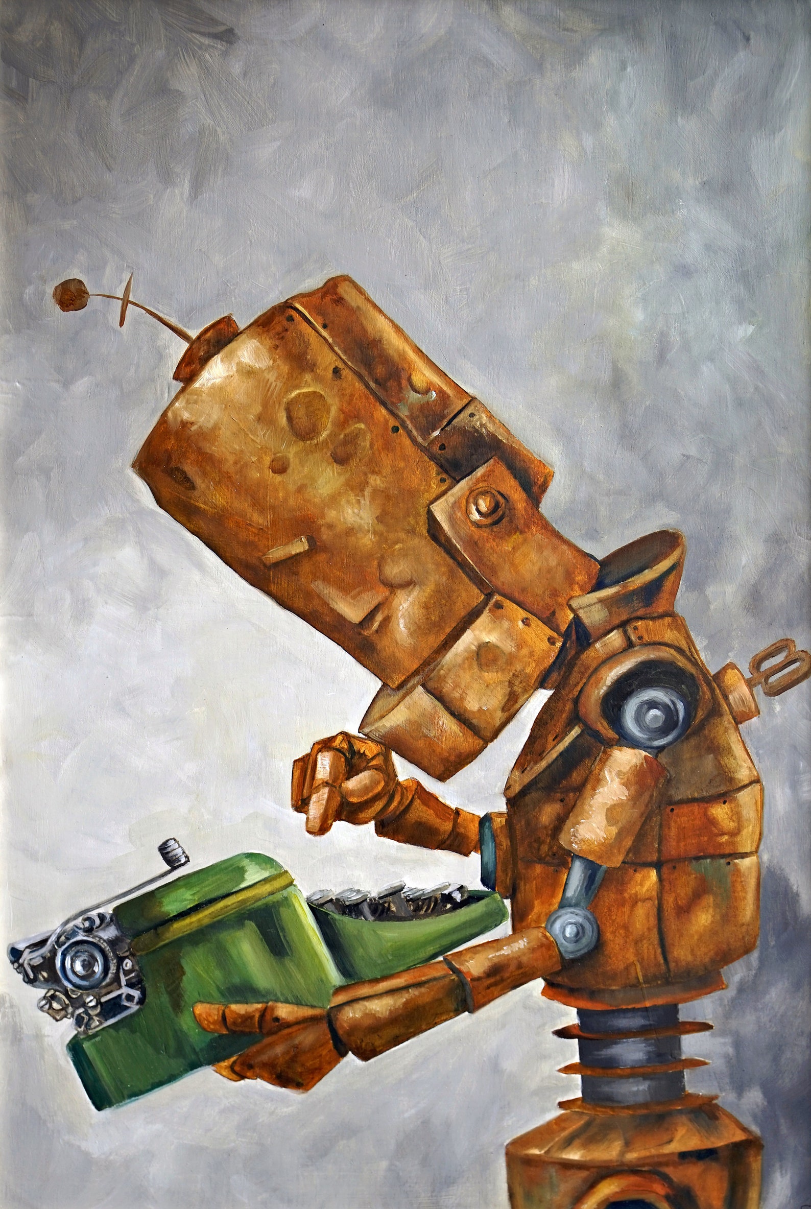 Typewriter Bot Robot Painting Print.