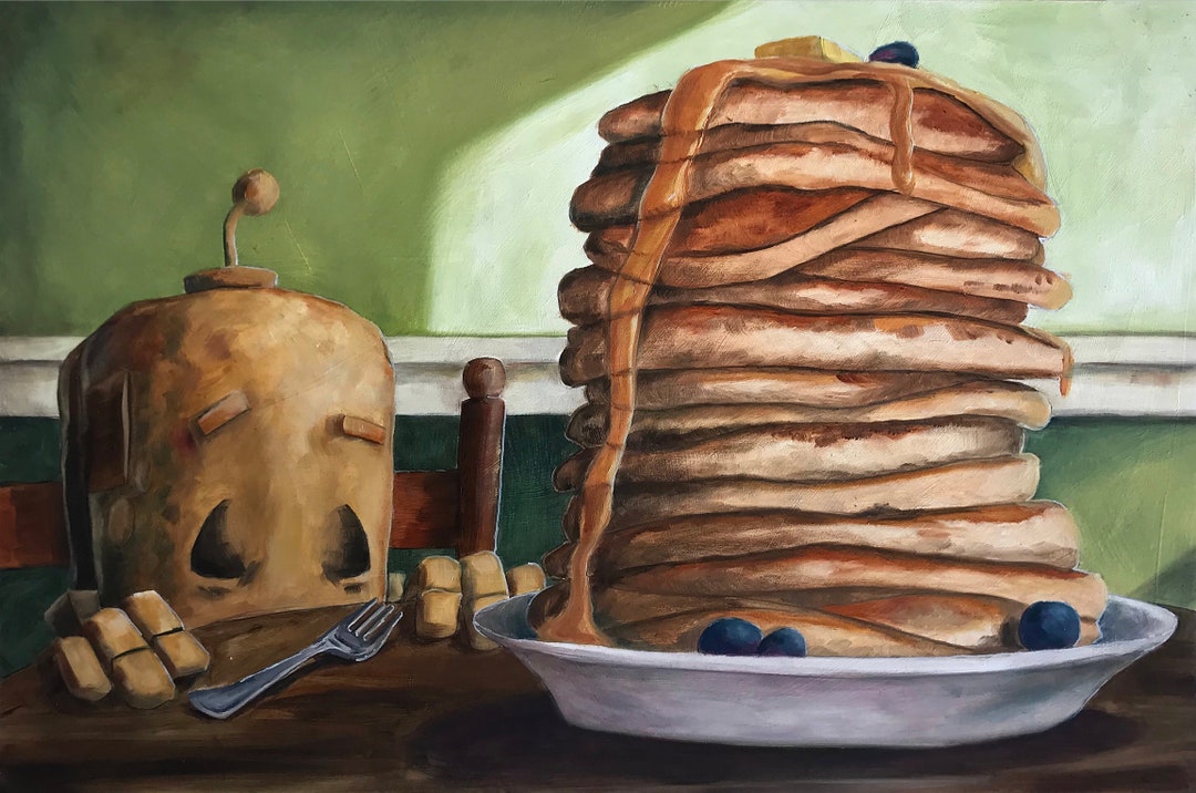 PANCAKES BOT Robot Painting Print Etsy