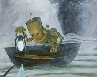 Sail Bot robot painting Print