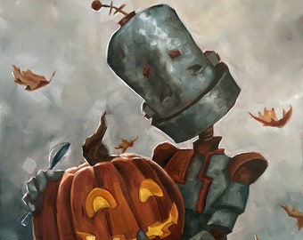 Jack-O-Lantern Robot Painting