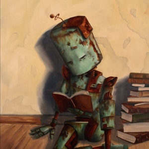 BOOKS BOT robot print of painting