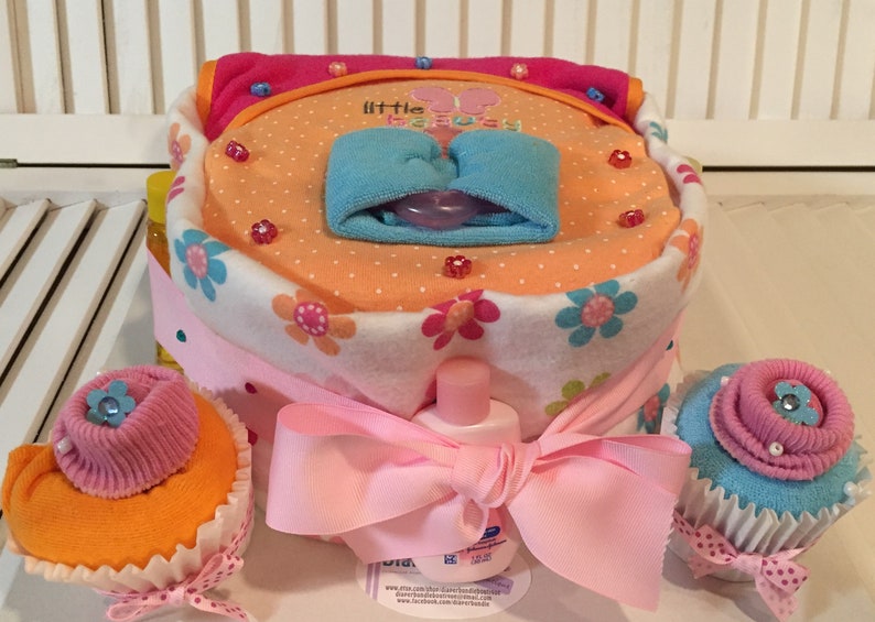 Floral Layer Diaper Cake Setbaby Girl Shower Etsy