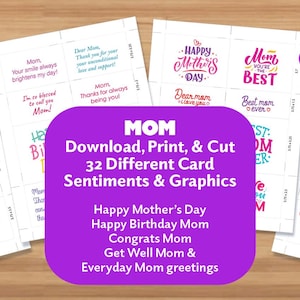 Drucken und schneiden Sie MOM-bezogene Gefühle, Verse, Clipart - 32 Gefühle und Grafiken perfekt für Grußkarten, Scrapbooking, Geschenke, Handwerk