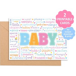 Afdrukbare BABYkaart: een leuke kleurrijke gefeliciteerd! voor nieuwe moeder, nieuwe vader, nieuwe ouders, nieuwe baby, pasgeboren baby, babyshower, 1e baby, aanstaande moeder