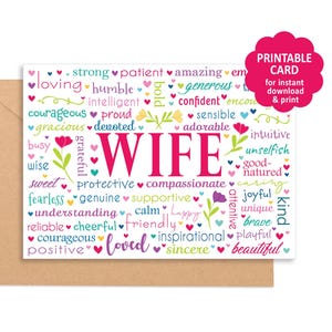 Carte imprimable FEMME - Une carte de voeux parfaite pour un anniversaire, des félicitations, un nouvel emploi, une promotion, un anniversaire, la meilleure épouse du monde, une retraite, la fête des mères