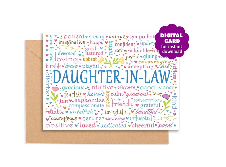 Printable daughter in law card birthday congrats grad promotion