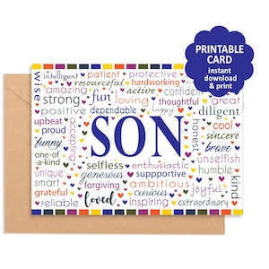Word Art Greeting Card for Son, Any Occasion (Digital Download)