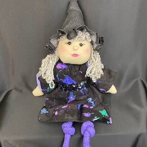 Handmade Witch Cloth Doll (14&quot; tall when sitting)