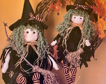 Witches Sewing Pattern - 30&quot; and 23&quot; Dolls - named &quot;Wilhelmina W. Wart and her little sister Matilda&quot;