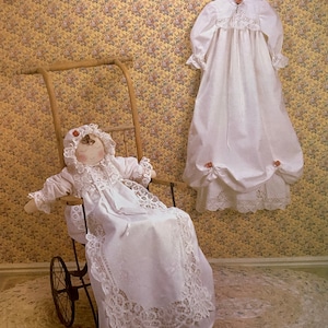 Vintage Christening Gown & Bonnet Pattern, Uncut Heirloom Sewing Pattern for Newborn, Hearts Content HC007