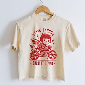 Angry Feminist Shirt | Live Laugh Burn It Down | Villain Era Shirt | Girl Power Shirt | Boxy Crop Top | Smash Patriarchy