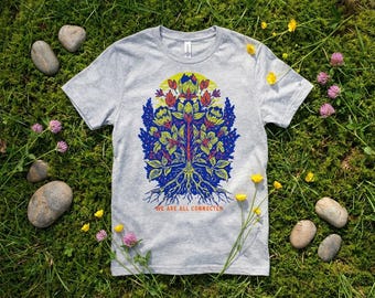 We Are All Connected Womens Shirt | Graphic Flowers Community Semi-Fitted Tee