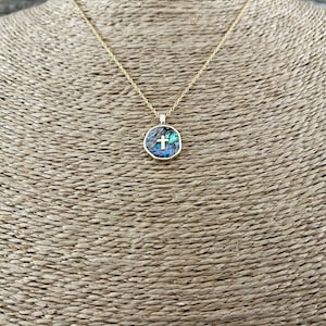 GOLD ABALONE CROSS Necklace / Free Shipping / Gold Filled Rope Chain + Gold Filled Abalone Cross Pendant / Gold Layering Necklace / Faith