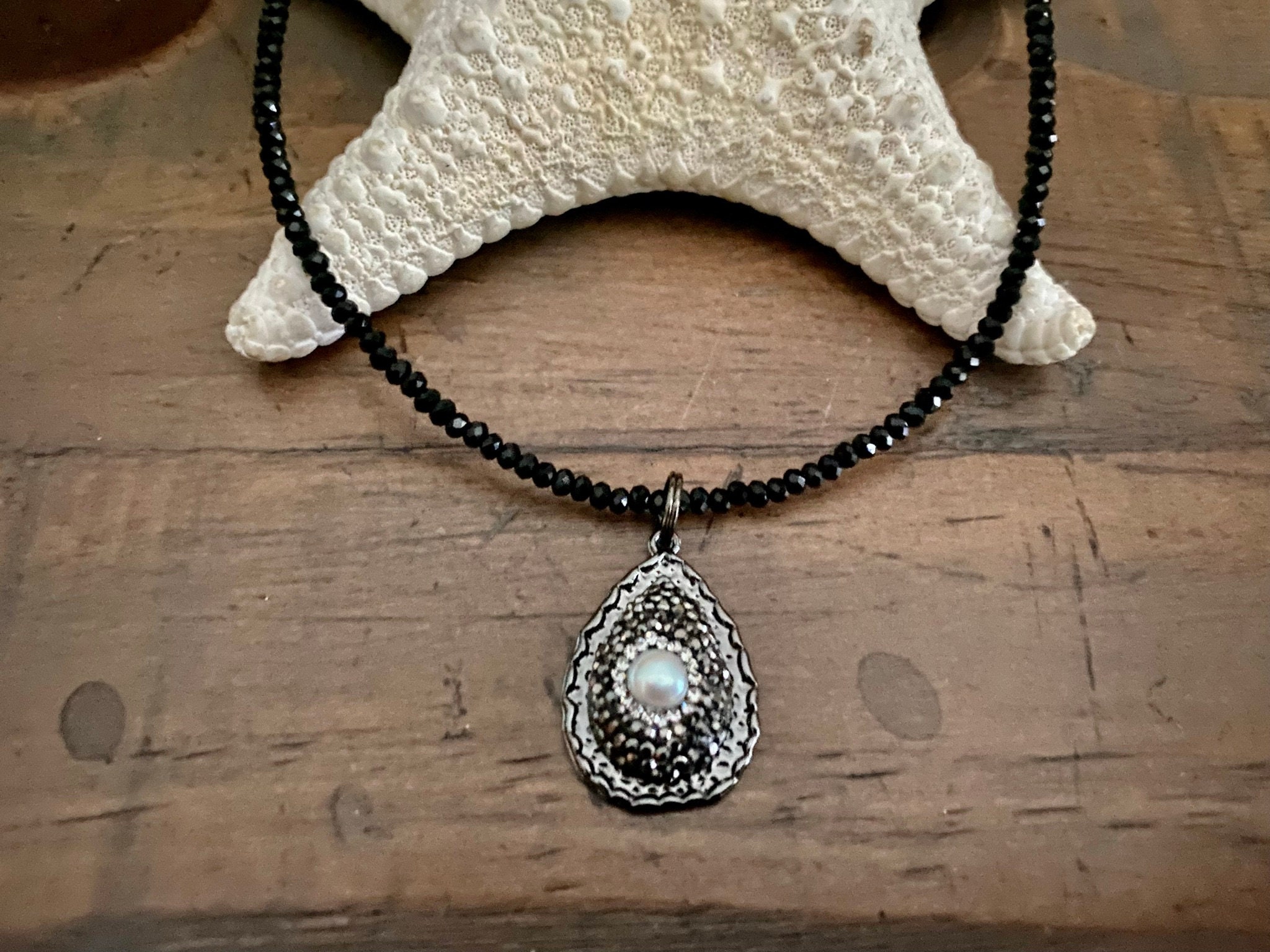 SPARKLY BLACK CRYSTAL Necklace / Black Beads Crystal Etsy