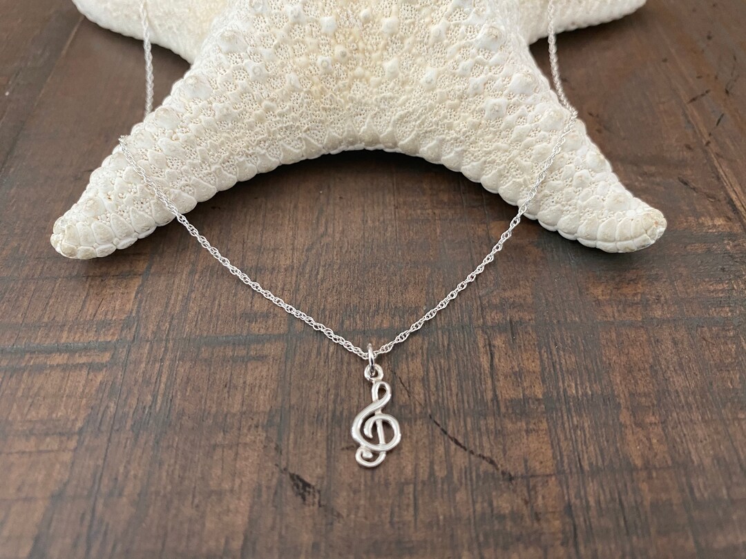 Pendentif Vintage Clé De Sol En Argent 925 - Bijou Musical Rétro - Occasion