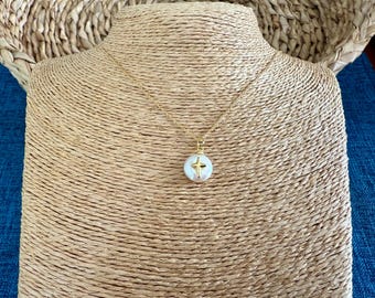 GOLD PEARL CROSS Necklace: 14K Gold Filled Rope Chain + Gold Filled Freshwater Pearl Coin Cross, Faith, Gold Layering Necklace, Minimalist