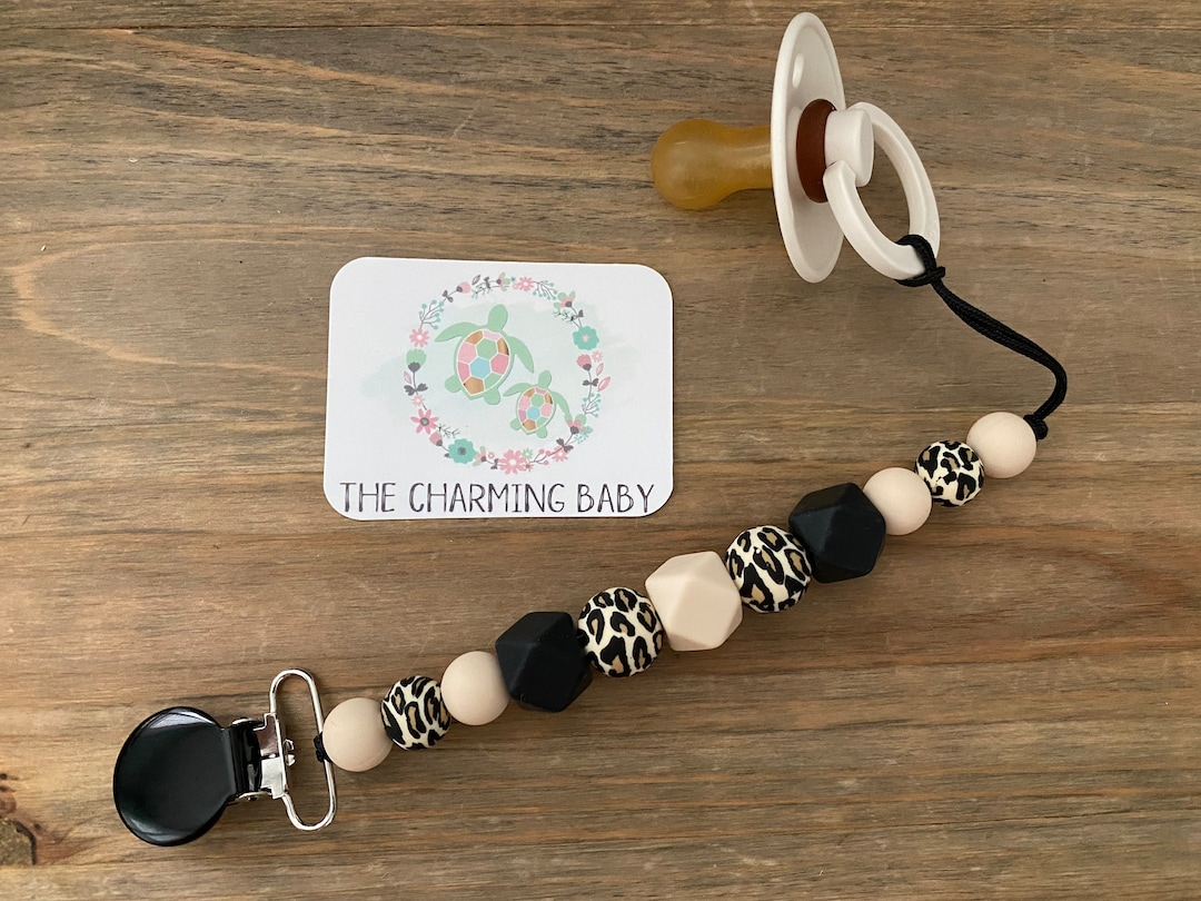 LEOPARD PACIFIER CLIP / Metal Pacifier Clip Leopard Beige Etsy