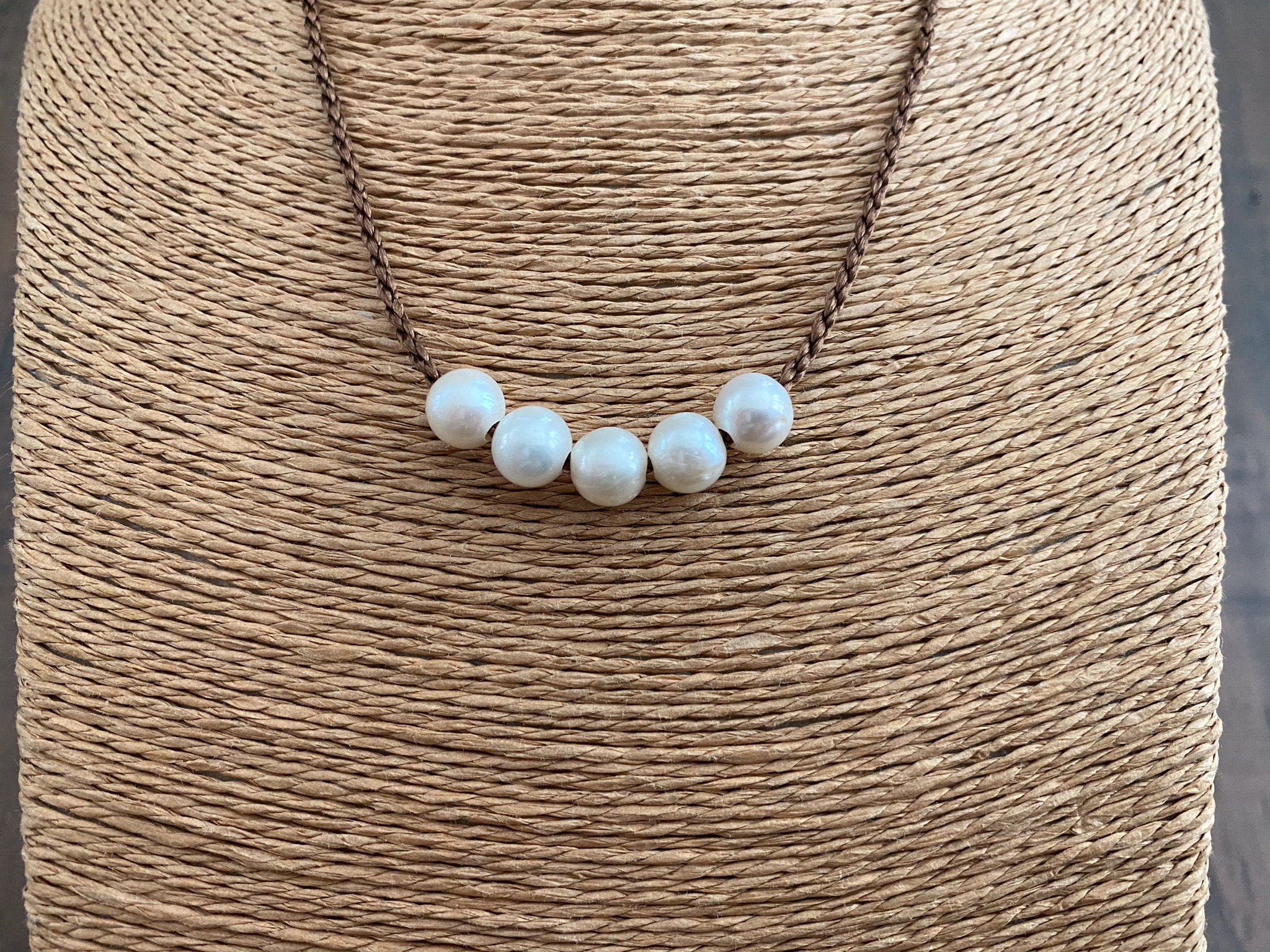 WATERPROOF PEARL NECKLACE / 5 Freshwater Pearls Waterproof Etsy