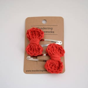 Mini Bow Hair Clip Set, Mini Bow Clips, Hair Bow, Crochet Hair Clip