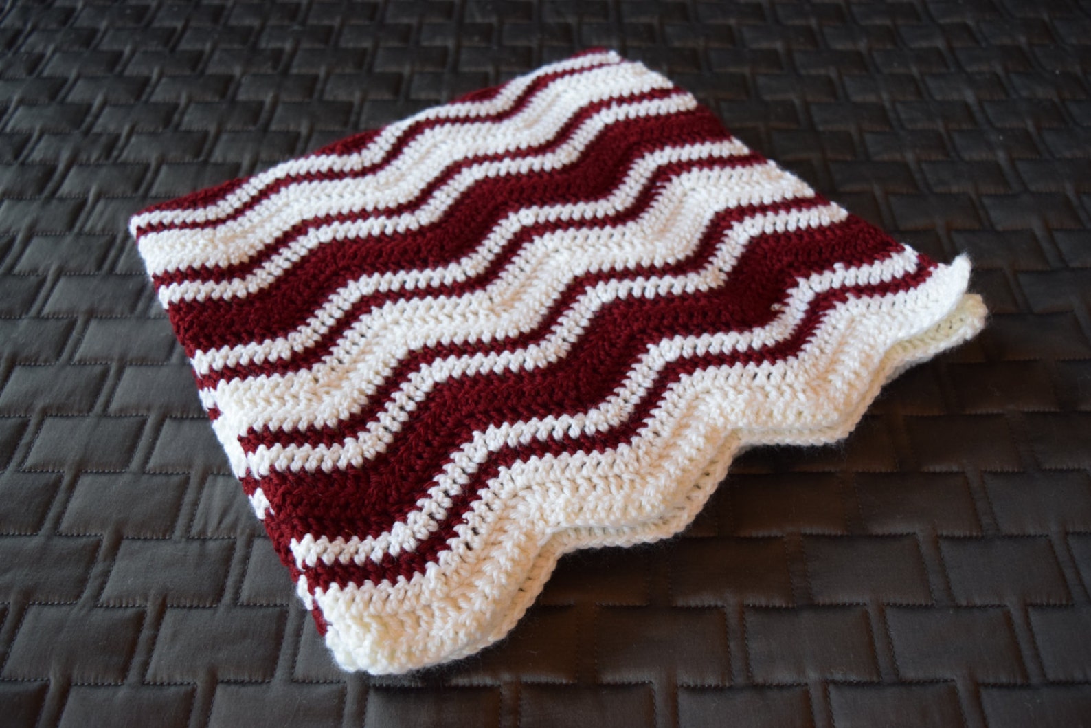 Maroon and White Ripple Baby Blanket Made to Order Blanket Etsy