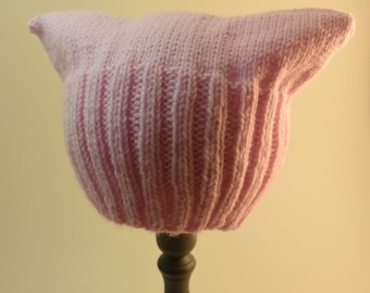 Hand-Knit Light Pink Pussyhat, Women's March Hat