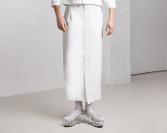 Pieces faux leather look maxi skirt- pencil skirt- available in white and black- handmade pencil skirt