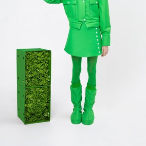 The mini new skirt, filled with the Fleece to keep you warm-Wrap Green Skirt, Puffy Skirt, Mini Bottom, High-Waisted Wrap Skirt