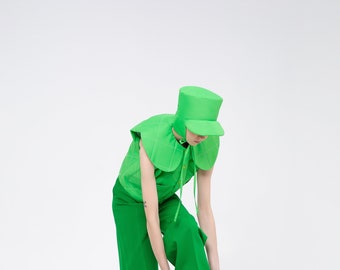 Veste matelassée verte - Veste superposée avant-gardiste - Look extérieur moderne, confortable et fonctionnel - Veste de créateur de couleur verte