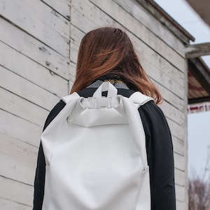 Unisex backpack- Minimalist style bag- Uni backpack- Handmade - School bag - Roll top Rucksack