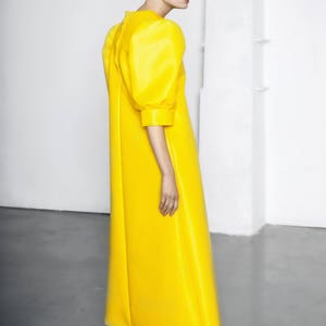 Yellow dress Faux leather yellow dress Basic items Concept dress Women dress Basic dress Minimal design Sustainable Fashion image 2