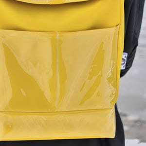 Yellow backpack/ Handmade Bag/ minimalist style/ Unisex backpack/ Faux leather bag/ Extraordinary bag image 6