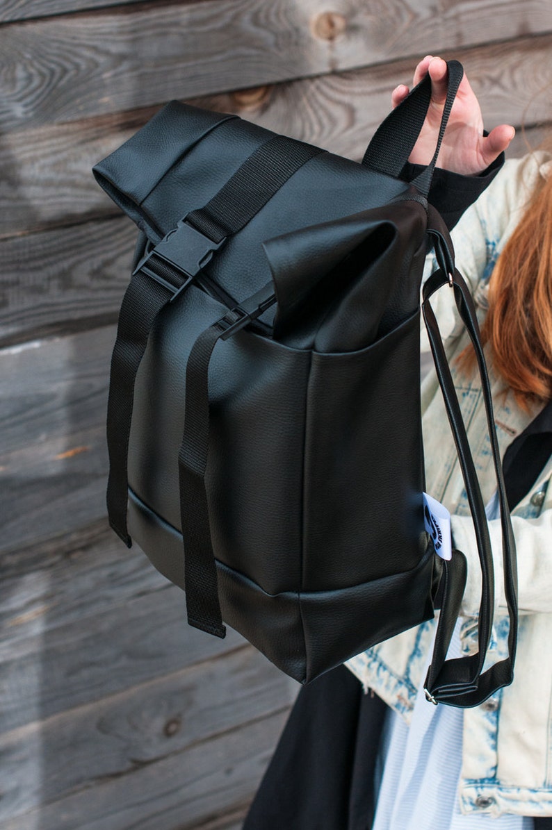 Unisex Rucksack Universal Bag Handmade faux leather bag school bag industrial style minimalist work bag travel bag image 3