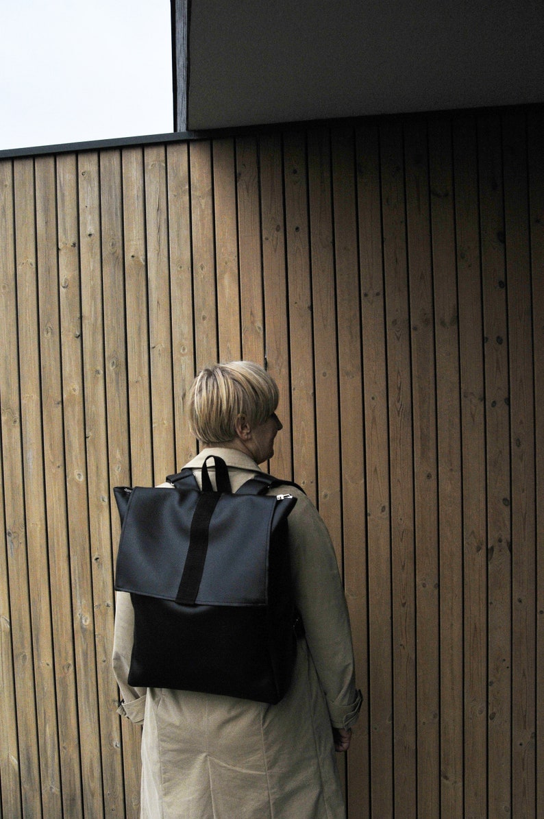 Faux leather backpack Handmade Inga Skripka design image 5