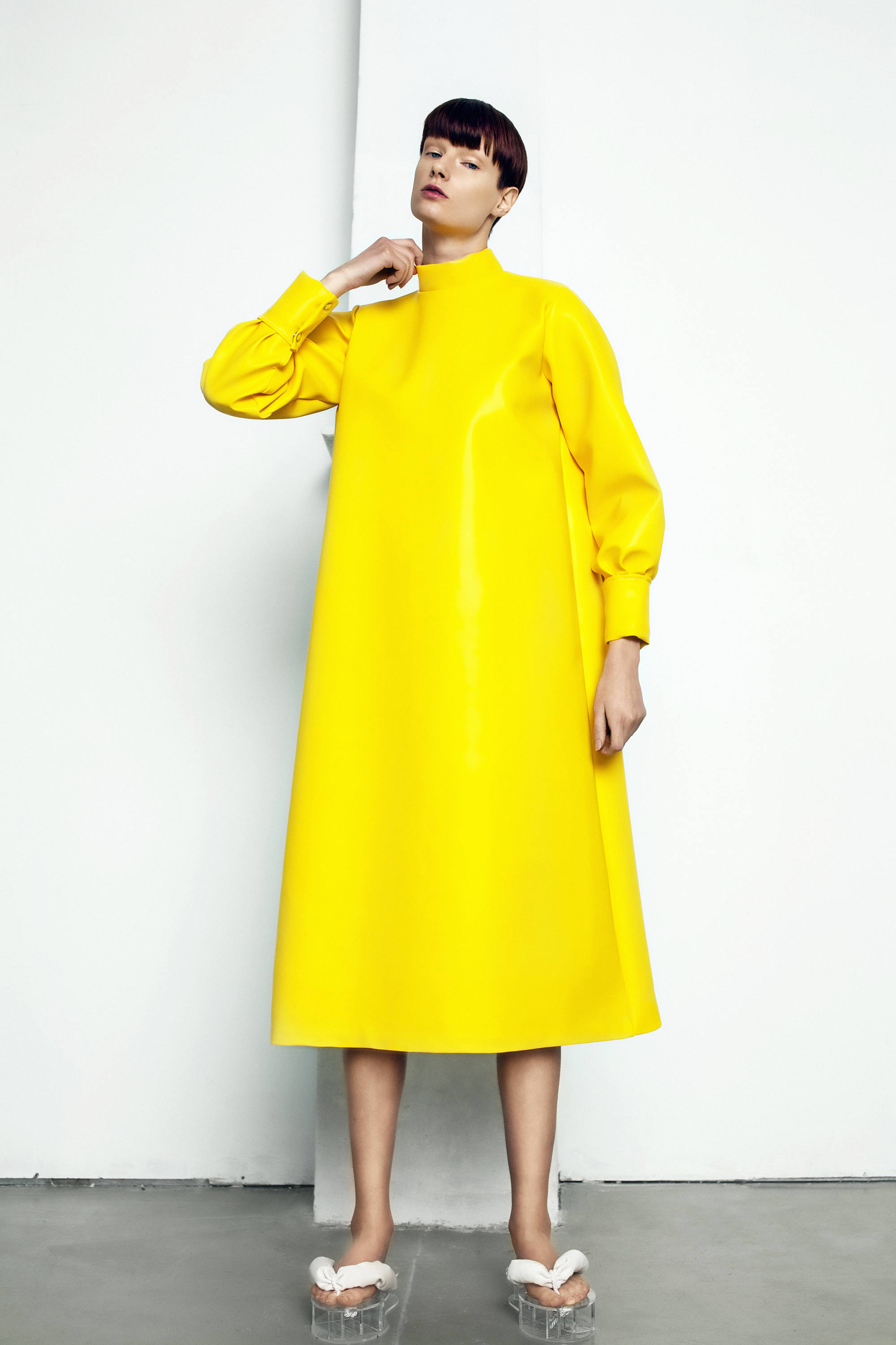 Handmade Yellow Faux Leather Midi Dress: Street Style Designer Dress - Etsy  Canada